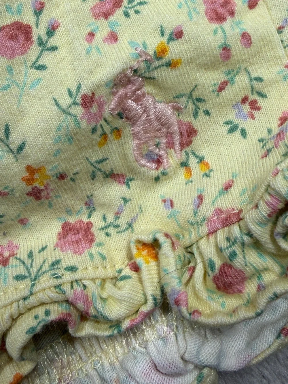 Polo Ralph Lauren Girl’s Ditzy Floral Yellow Ruffle 100% Cotton Shorts Size L
